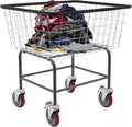 Wire Laundry Cart, Steel Wire Rolling Laundry Basket W/Wheels (2 With Brakes), Commercial Laundry Basket Cart, Storage Organizer Service Carts For Hotel, Mall, Market, Load Capacity 110lbs