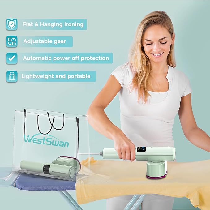 Travel Steamer For Clothes, Portable Garment Steamer with Rotatable Ironing Surface, 2 In 1 Iron ＆ Steam, Keep Your Clothes Wrinkle-free On The Go, Compact Clothes Steamer for Home and Travel