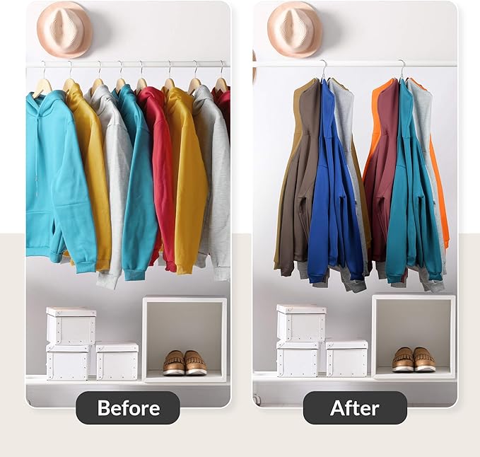 ZEDODIER Hoodie Hangers, 2 Pack Rotatable Hoodie Organzier for Closet, Max 16 Storage Capacity Hoodies Holder, Metal Space Saving Closet Organizers and Storage, Silver