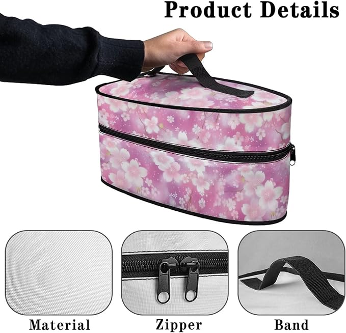 Pink Cherry Blossom Iron Portable Storage Bag for Travel Full Size Iron Tote Bag Compatible with Mini Project Steam Irons Portable Iron Protective Cover