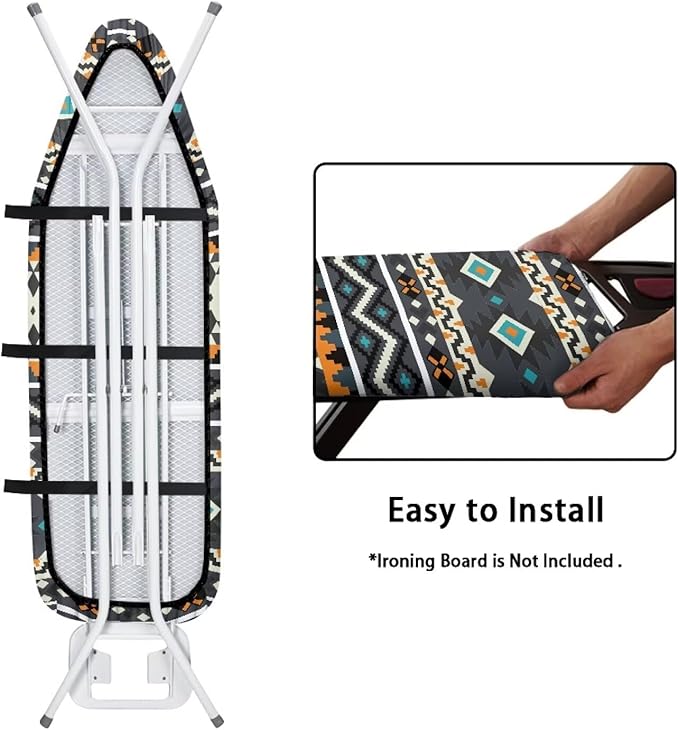 SEANATIVE Ethnic Tribal Ironing Board Cover Stretchy Adjustable Ironing Board Replacement Sleeve Thick Stain Resistant Cover with Padding 54 x 14 Inch,Green