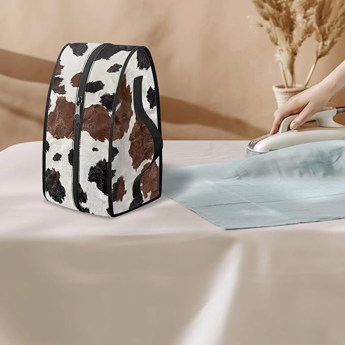 Cow Print Travel Iron Storage Box Stylish Portable Protective Carrying Bag Full Size Iron Tote Bag Reusable Steamer Storage Bags Home Decoration