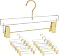 Besser Gold Acrylic Hangers,10 Pack Clear Hanger with Gold Hook,Luxurious Skirt Pants Hangers Clips for Clothing Closet Storage