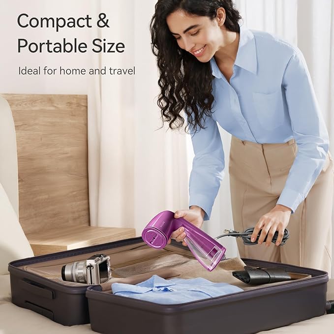 HiLIFE Steamer for Clothes, Handheld Portable Design, 1100W Powerful Steam, 300ml Larger Tank & No Leak Tech, 30S Fast Heat-up, Quick Wrinkle Remover, Compact Size for Travel, ONLY 120V-Orchid Purple