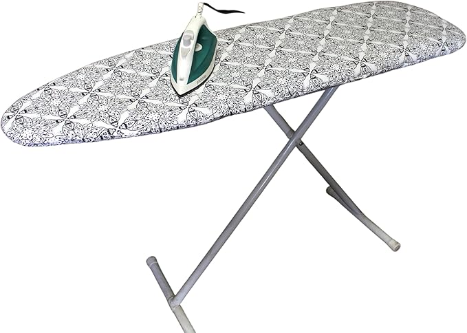 Ironing Board Cover and Pad with Straps - Scorch Resistant Silicone Coating, Fits Standard Size Boards, Elastic Edges for Secure Fit, 100% Cotton Cover, by Dependable Industries