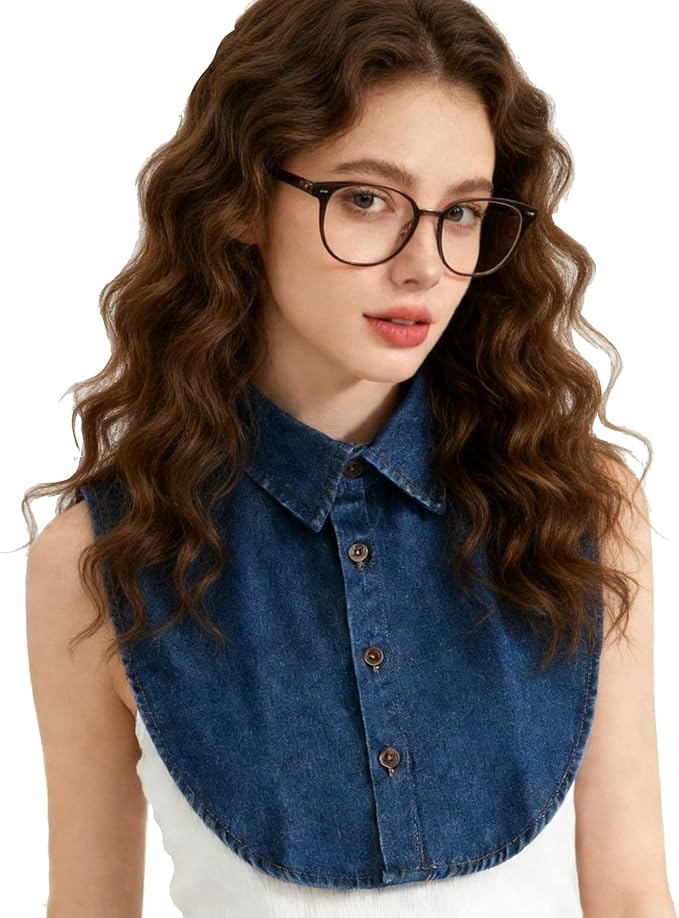 Denim Detachable Collar Faux Dickey Half Shirt Blouse False Decorative Choker