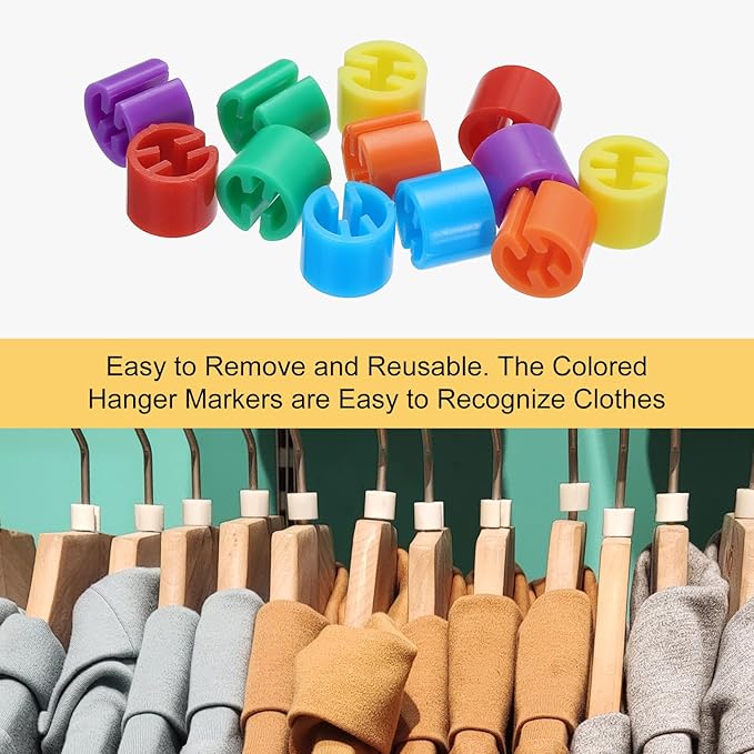 MECCANIXITY Clothes Hanger Markers Blank Tags Fit 3.5mm Rod for Garment Color Coding Red/Green/Yellow/Blue/Purple/Orange, 300pcs