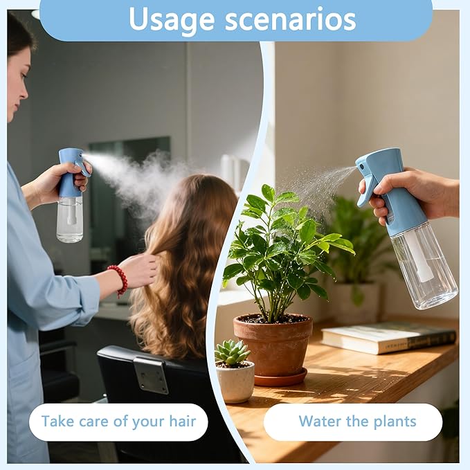 Spray Bottle for Hair Continuous Ultra Fine Mist (200ml) 360° Multi Spray Bottle for Plants, Cleaning, Skin Care Leakproof & Durable 1 Pack
