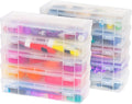 IRIS USA Pencil Case Boxes, 10-Pack, |Made in USA|, Plastic Bead Organizing Containers with Snap Lid for Arts, Crafts, Ephemera, Stickers, & Dance Cheer, Clear - Large