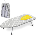 Chunful Portable Tabletop Ironing Board, Foldable Small Compact Ironing Board with Mat & Hook for Hanging Travel Mini Iron Non Slip Feet Table Storage for Dorm Space, 32 x 12 in(Fresh,Light Gray)
