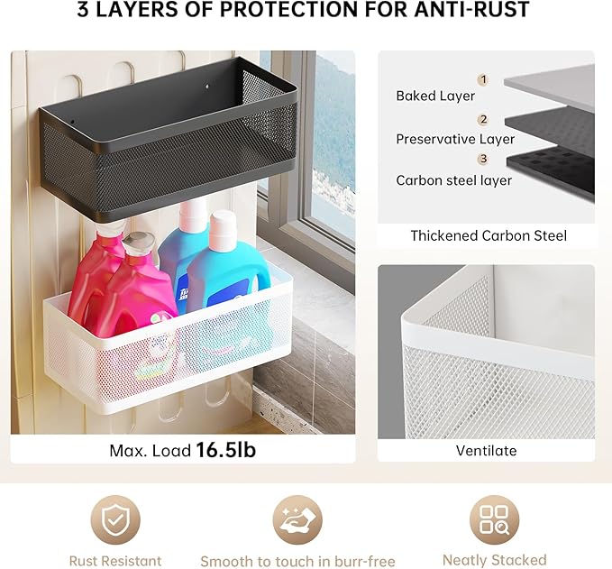 Magnetic Shelf for Washing Machine & Fridge, White, L11in*W4.9in*H3.9in, 16.5 lbs Capacity