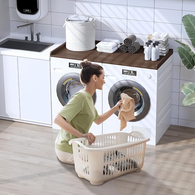 Sundale HDPE Washer Dryer Countertop, No-Installation Laundry Topper for Washer and Dryer, Waterproof Odorless Countertop for Laundry Room Storage, 27.5" x 54" (Brown)