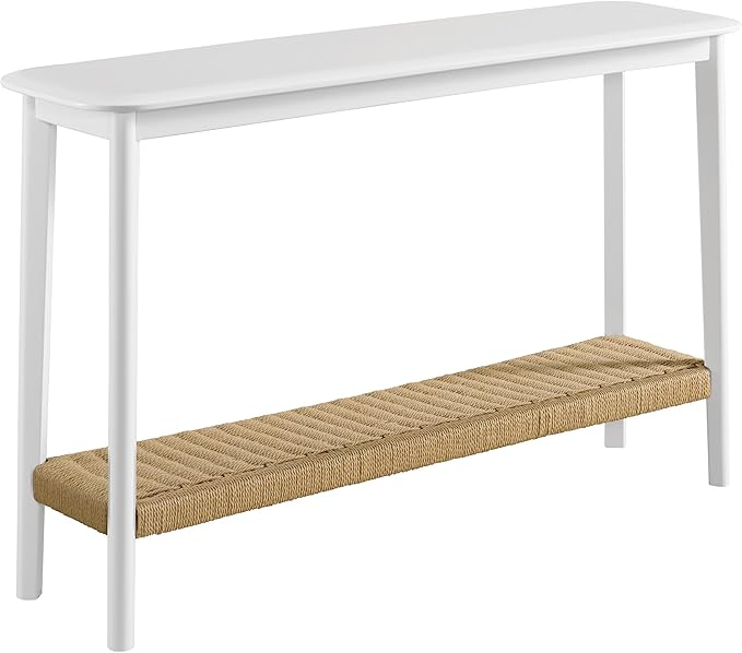 Alaterre Furniture Calais Console Table - 48 Inch 2-Tier Entry Table with Storage Shelf - Wooden Entryway Furniture for Living Room, Hallway, or Foyer - Behind The Couch Living Room Furniture (White)