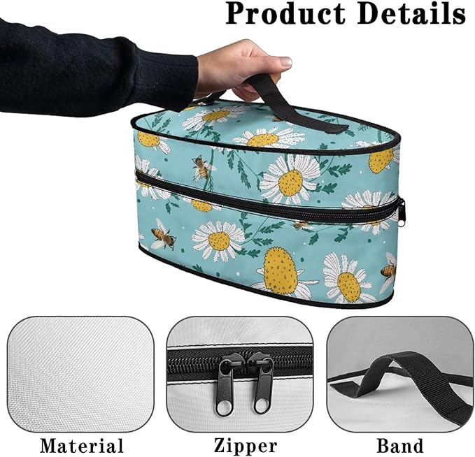 Daisy Flower Portable Iron Storage Bag Dustproof Bags for Travel Mini Steam Iron Universal for Most Iron Home Decoration,Easy to Carry(Bag Only)