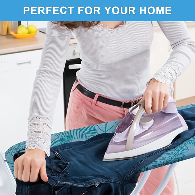 Dalykate Ironing Board Cover 21 x 57 with Scorch and Stain Resistant Thick Padding and Elasticized Edge Ironing Board Covers 4 Fasteners and 1 Protective Scorch Mesh Cloth