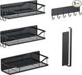 Magnetic Spice Rack,Multifunctional Magnetic Shelf for Washing Machine,Refrigerator,Microwave,and Any Metal Surface,Powerful Magnetic Shelves Include Magnetic Paper Towel Holder (5 pcs - Black)