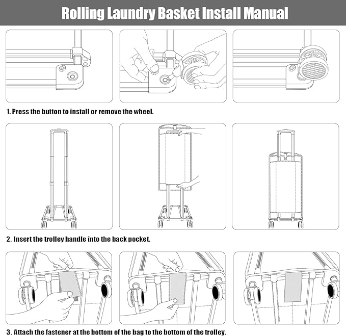 Bukere Extra Large Rolling Laundry Basket with Wheels, 90L Freestanding Collapsible Laundry Hamper Bag for Clothes Storage, Removable Wheeled Cart for College Dorm Apartment Laundry Room Bathroom