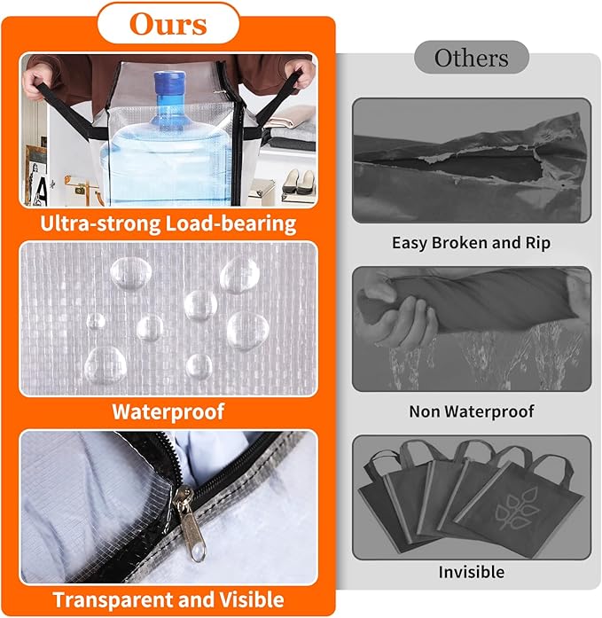8 Pack Long Clear Storage Bags for Comforter, Clothes & Bedding, Plastic Blanket Storage with Zipper and Handle, Moving Bags, Closet Organizer and Under-Bed Storage (90L, 39.4"*7.1"*19.7")