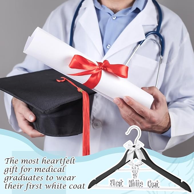 First White Coat Hanger Medical Student Graduation Gift for Pharmacist New Doctor Phd Gift White Coat Ceremony Med School Graduation Congratulation Favor