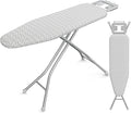 Yaheetech Foldable Ironing Board, Heavy Duty Iron Board with 9 Adjustable Heights, 4 Layer Cover and Safety Iron Rest, 52X14 Compact and Space Save Iron Board for Home Laundry Room Use, Gray&White
