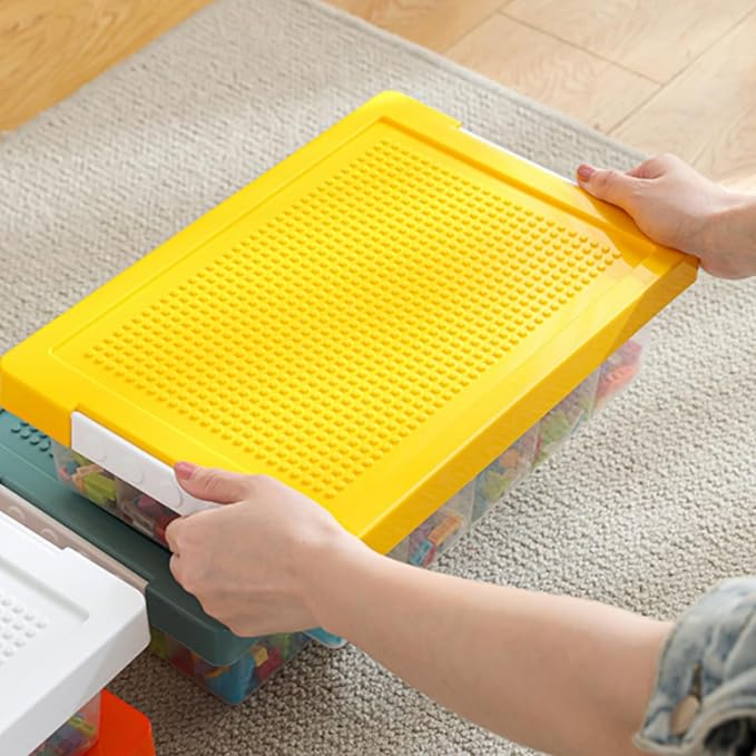Plastic Organizer Bin, Double Layer Storage Box with Lid Cover, 30 Compartment Portable Craft Container for Home, Office