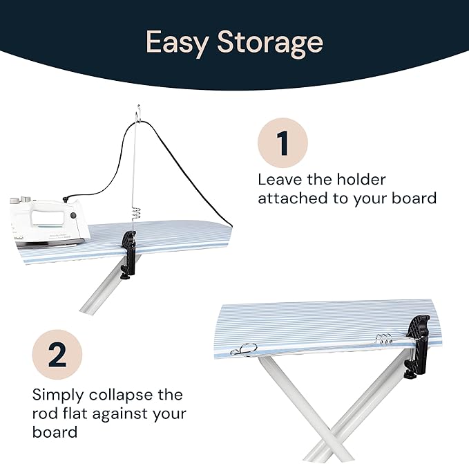 Flexible Iron Cord Holder - Metal, Tabletop Mount - Tangle-Free Pressing & Ironing Board Cord Holder - Universal Fit & Steam Compatibility