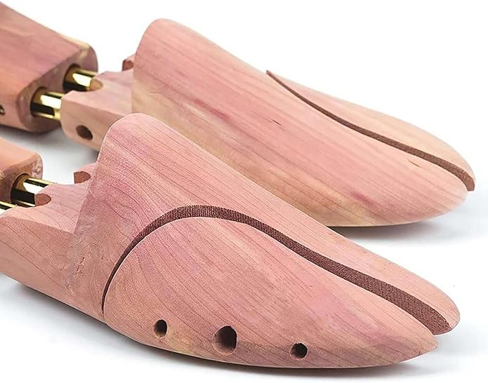 1 Pairs Twin Tube USA Grown Red Cedar Wood Adjustable Width Shoe Shaper For Men Women Shoe Tree, Crease Protector