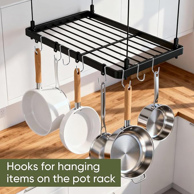 18 Pack Heavy Duty S Hooks for Hanging, Variety Sizes 6 PCS Large 4"/ 6 PCS Medium 3"/ 6 PCS Small 2.4" Pot Rack Hooks, Metal S Shaped Hanger Hooks for Hanging Jeans Pans Cups Plant Basket