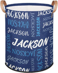 Custom Name Large Laundry-Basket for Kids-Boys-Girls, Personalized Foldable Waterproof Laundry Hamper Dirty Clothes Toys Storage Bin with Handles,Blue