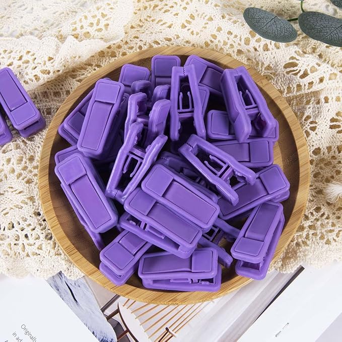 40 Pcs Plastic Baby Hanger Clips Slim-line Finger Clips Set for Clothes Hanger Velvet Hanger (Purple)