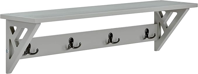 Alaterre Furniture Coventry 36" W Coat Hook with Shelf, Gray