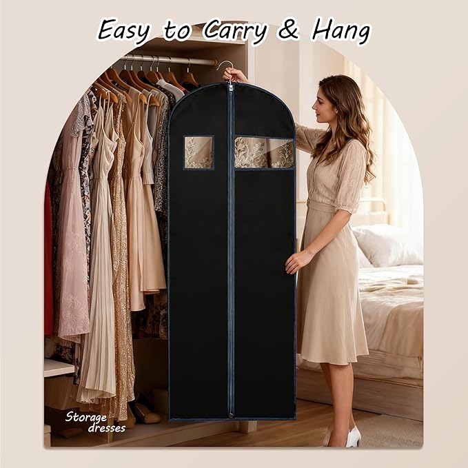 60 inch Dress Garment Bag for Suits, Dresses and Gowns – Long Garment Cover for Closet Storage and Travel Protection