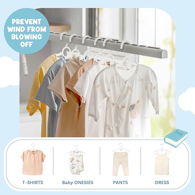 30 Pack Kids Hangers for Nursery Closet, Adjustable Non-Slip Toddler Baby Hangers with Windproof Buckle, 11-14" Infant Child Plastic Clothes Pant Hanger for Boys Girls Newborn Adult, White