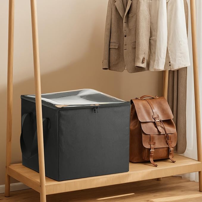Clothes Hanger Organizer Holder, Rigid Hanger Storage Containers with Transparent Lid, Large Hanger Triangle Storage Bag, Waterproof Clothes Hanger Caddy Organizer Stacker to Keep Hangers Separate