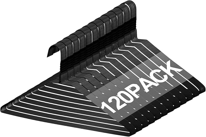 120 Pcs Wire Hangers Bulk 17.7" Dry Cleaner Hangers, Suit Holders for Home Caped Clothing (Black)