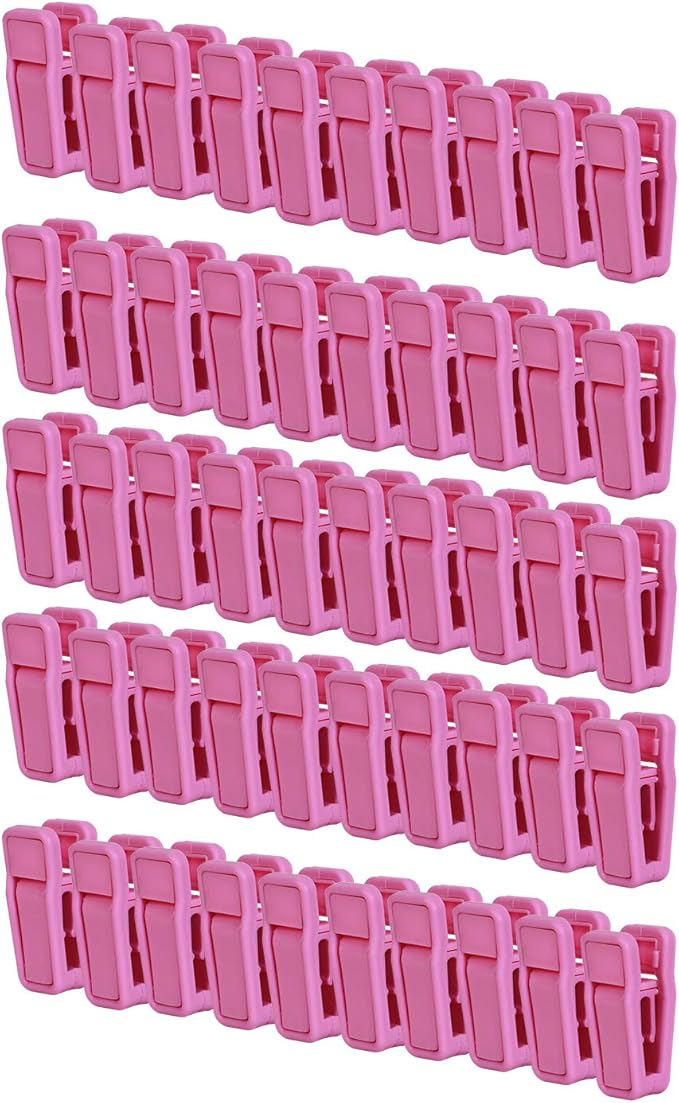 KINJOEK 100 Packs Pink Plastic Finger Clips for Hanger Strong Pinch Grip Clips Multi-Purpose for Slim-line Clothes Pants