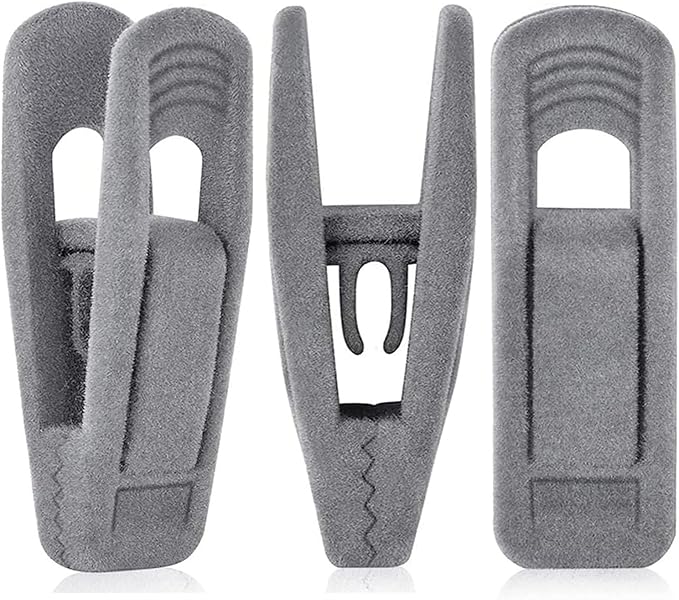 Grey Velvet Clips for Velvet Hangers - 20 PCS Gray Non Slip Velvet Hanger Clip, Pants Hanger Velvet Clips Fit for Slim Velvet Hangers, Clothes-pins for Grey Velvet Hangers