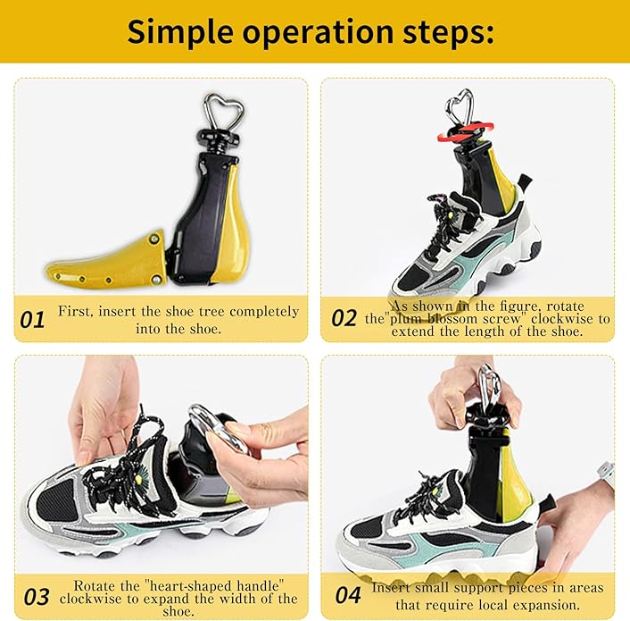 4-Way Adjustable Shoe Stretcher for Men & Women, Leather Boot Widener - Fits Wide Feet, Sneakers, Dress Shoes