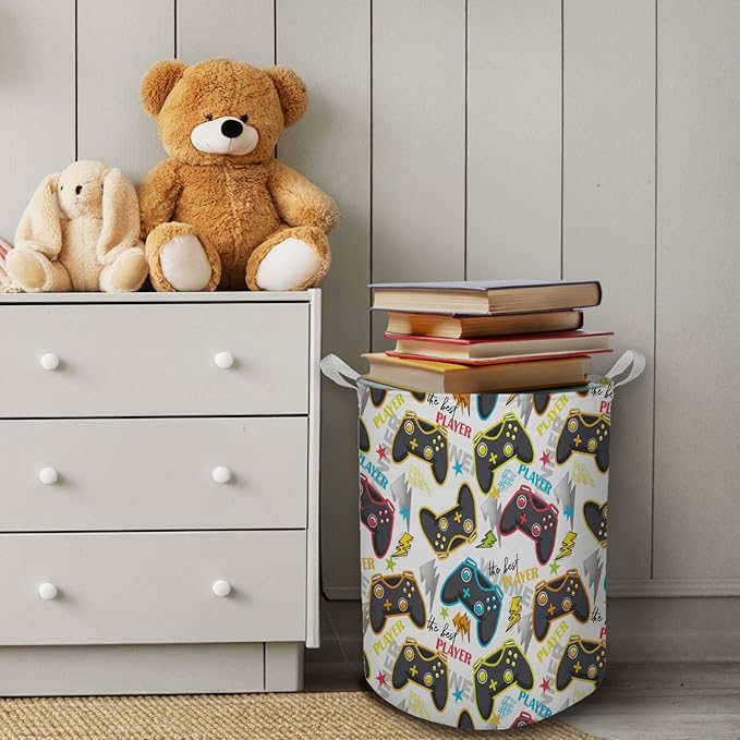 Color Game Machine Laundry Basket, Toybox for Boys Room, Colorful Laundry Basket Hamper Waterproof Collapsible Clothes Toys Storage Bin Organizer for Bedroom Bathroom Boys Gamer Room