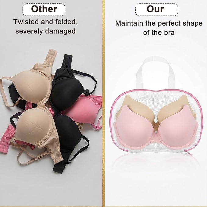 2 Pack Large Bra Washing Bags for Laundry, BraBag for Washing Machine, Bra WashingProtector with Premium Zipper, Mesh Lingerie Bags for Delicates Underwear Brassiere Integrated