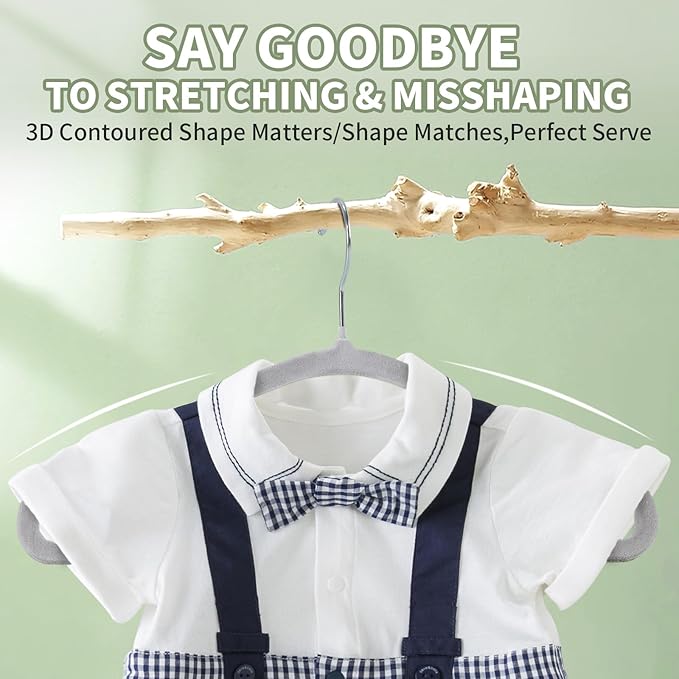 50 Pack Premium Kids Velvet Hangers, Lightweight Non-Slip Clothes Hangers with 360° Swivel Hook, Ultra Slim, Space-Saving, Strong & Durable for Children Aged 0-6 Years