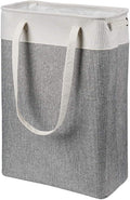 i BKGOO Laundry Basket with Handles Beige&Grey-Slim Laundry Bin Collapsible Dirty Clothes Basket Narrow Laundry Bag Foldable Dirty Hamper for Camping, Dorms, Apartments