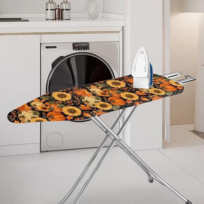 Extra Wide Ironing Board Cover Thanksgiving Pumpkin Sunflower Heavy Duty Thick Padding Stain Resistant Ironing Board Cover and Pad with Elastic Edge 54x15 inches
