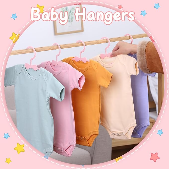 100 Pack Pink Baby Hangers Plastic Baby Nursery Closet Hangers Non-Slip Laundry Infant Hanger for Newborn Toddler Clothes,Ultra-Thin