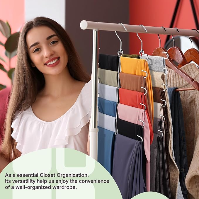 Leggings Hangers for Closet,2 Pack Metal Yoga Pants Hanger Hold 24 Leggings,Scarf Organizer,Closet Organizer for Pants,Scarf,Tank Tops,Bra,Jeans