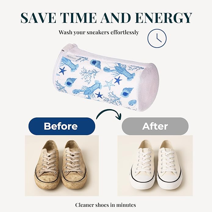 Bluehome Shoe Washing Machine Bags (2-Pack) – Protective Mesh Laundry Bags for Shoes, Includes Sneaker Brush