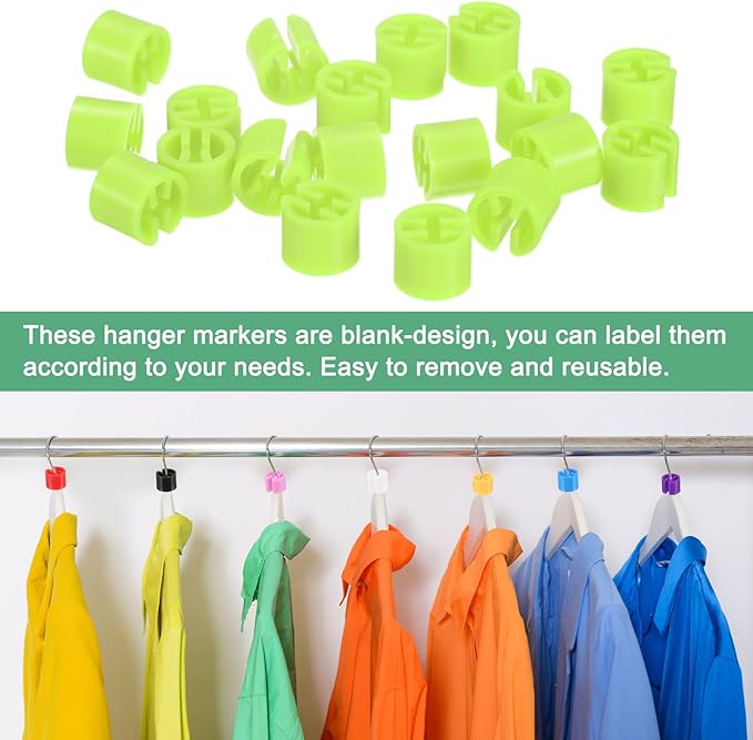 300-Pack Clothes Hanger Markers Blank, Plastic Garment Color Coded Size Clips Fit 3.5mm Rod for Clothing/Wire Hangers, Colored Coding Marker [Light Green]