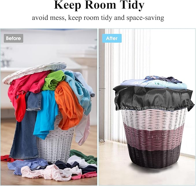 OTraki Medium Laundry Bag 24x32 inch Heavy Duty Travel Dirty Clothes Bag 2pcs Machine Washable Laundry Bag with Drawstring Closure for Home Dorm, Drying Do Not Exceed 176℉ Black