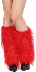 Zando Furry Faux Fur Leg Warmers for Women - Soft Fluffy Legwarmer Winter Boot Cuffs Covers for Daily Halloween Santa Costume