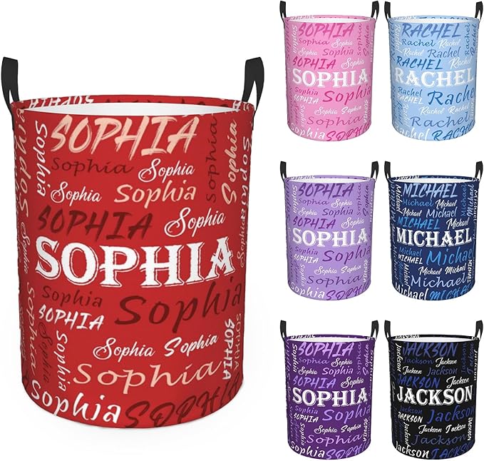 Custom Name Laundry Hamper, Personalized Laundry Basket with Name for Baby Boys Girls, Customized Collapsible Dirty Clothes Hamper Storage with Handles for Bedroom Bathroom Dorm Room Decor